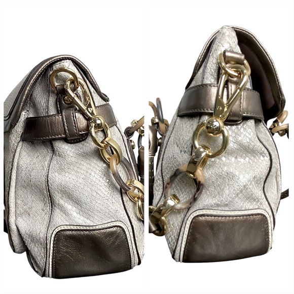 Coach Kristin NWT Embossed Python Metallic Flap Satchel 18309 - Picture 9 of 16